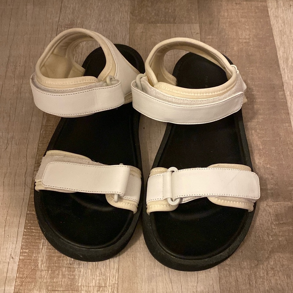The Row Hook & Loop Sandals, white/off-white/cream in size 38.